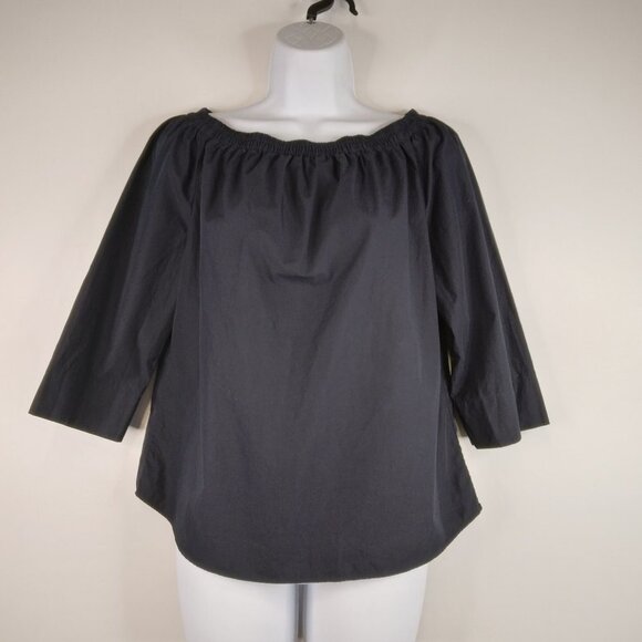 UNIQLO Cotton Off-Shoulder Cropped Sleeves Blue Top Size XS - Picture 1 of 9
